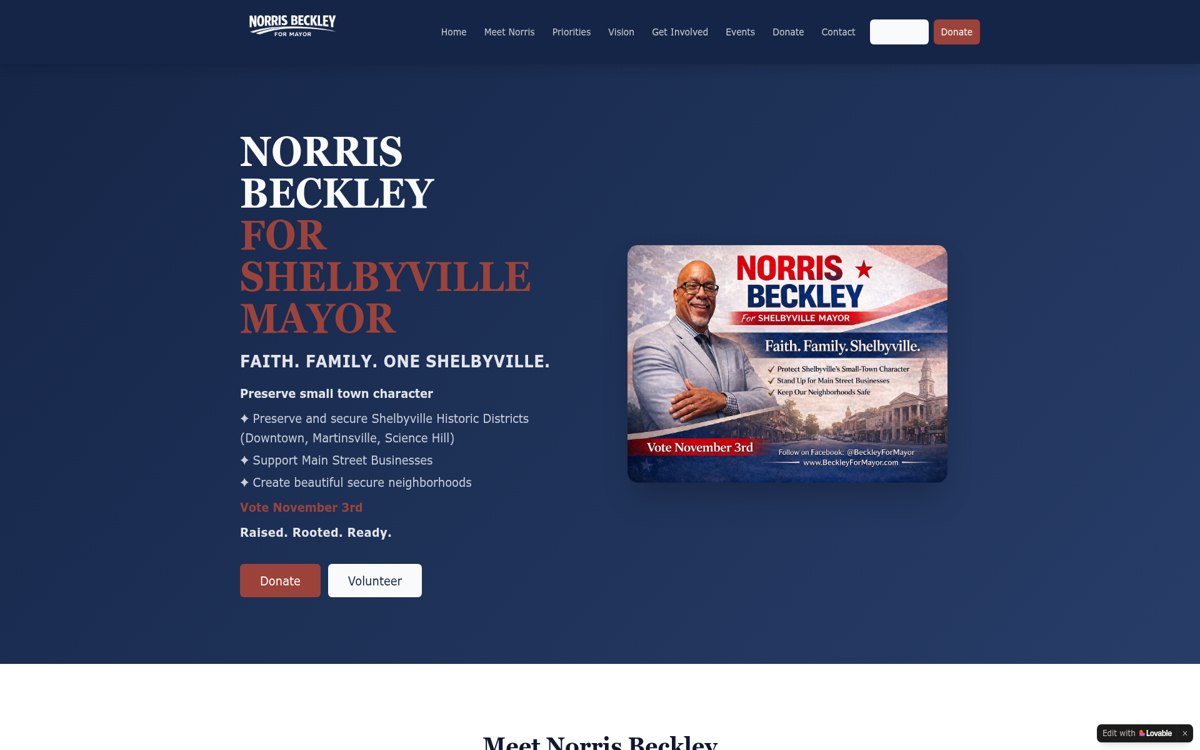 Norris Beckley for Mayor website