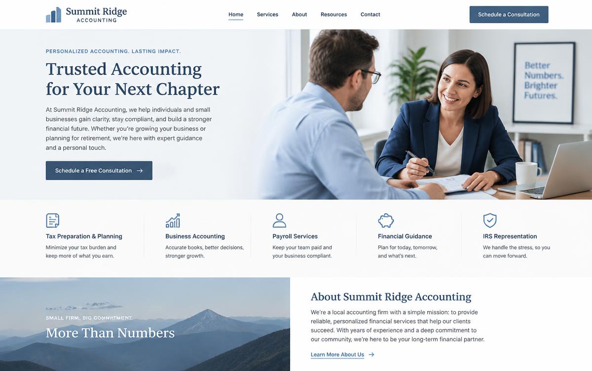Concept design: Accounting firm site